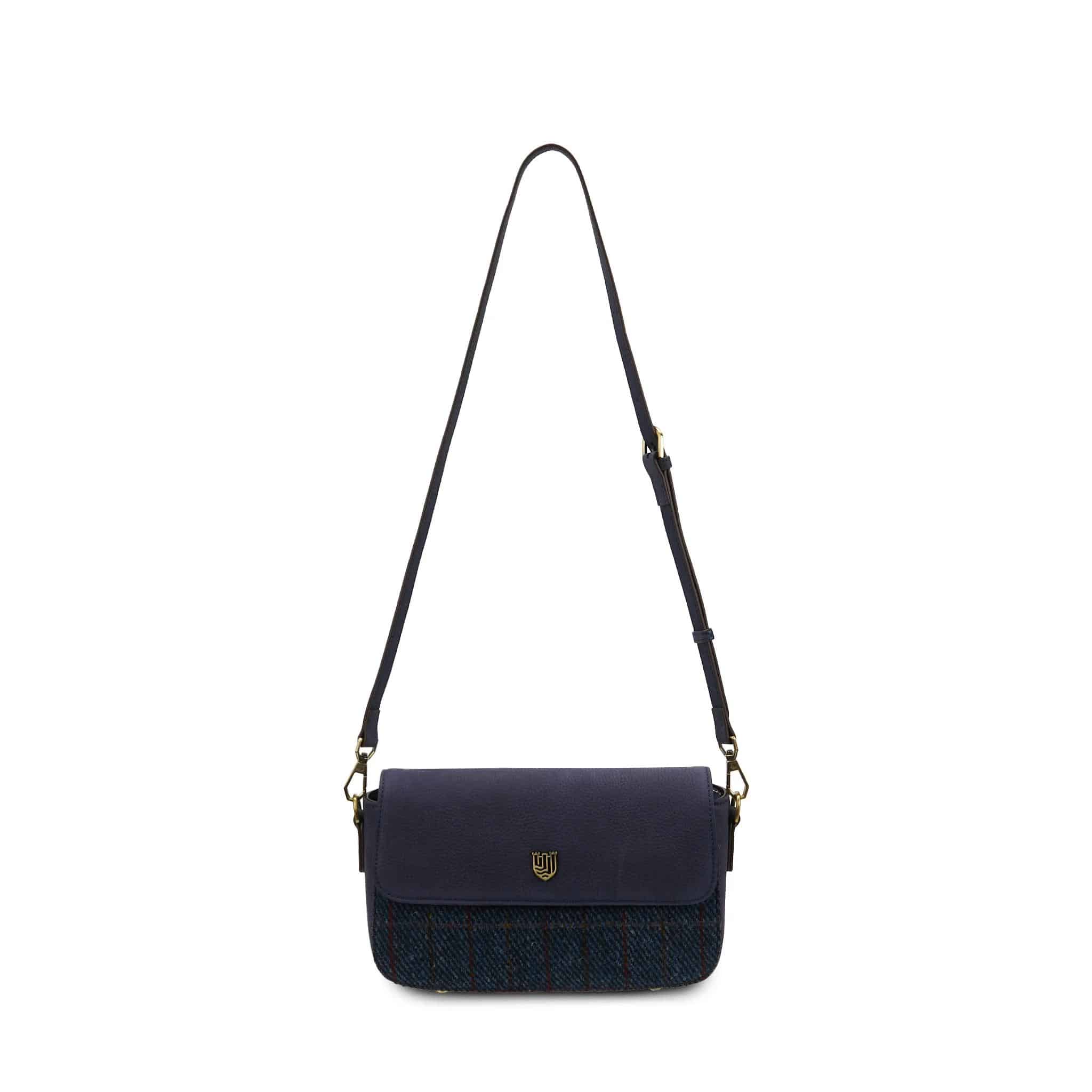 Harris Tweed Clutch, The Caithness, Islander, Navy Over-Check - Afbeelding 3