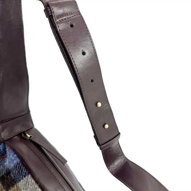Harris Tweed Sling Bag In Blue/Brown Check - Afbeelding 7