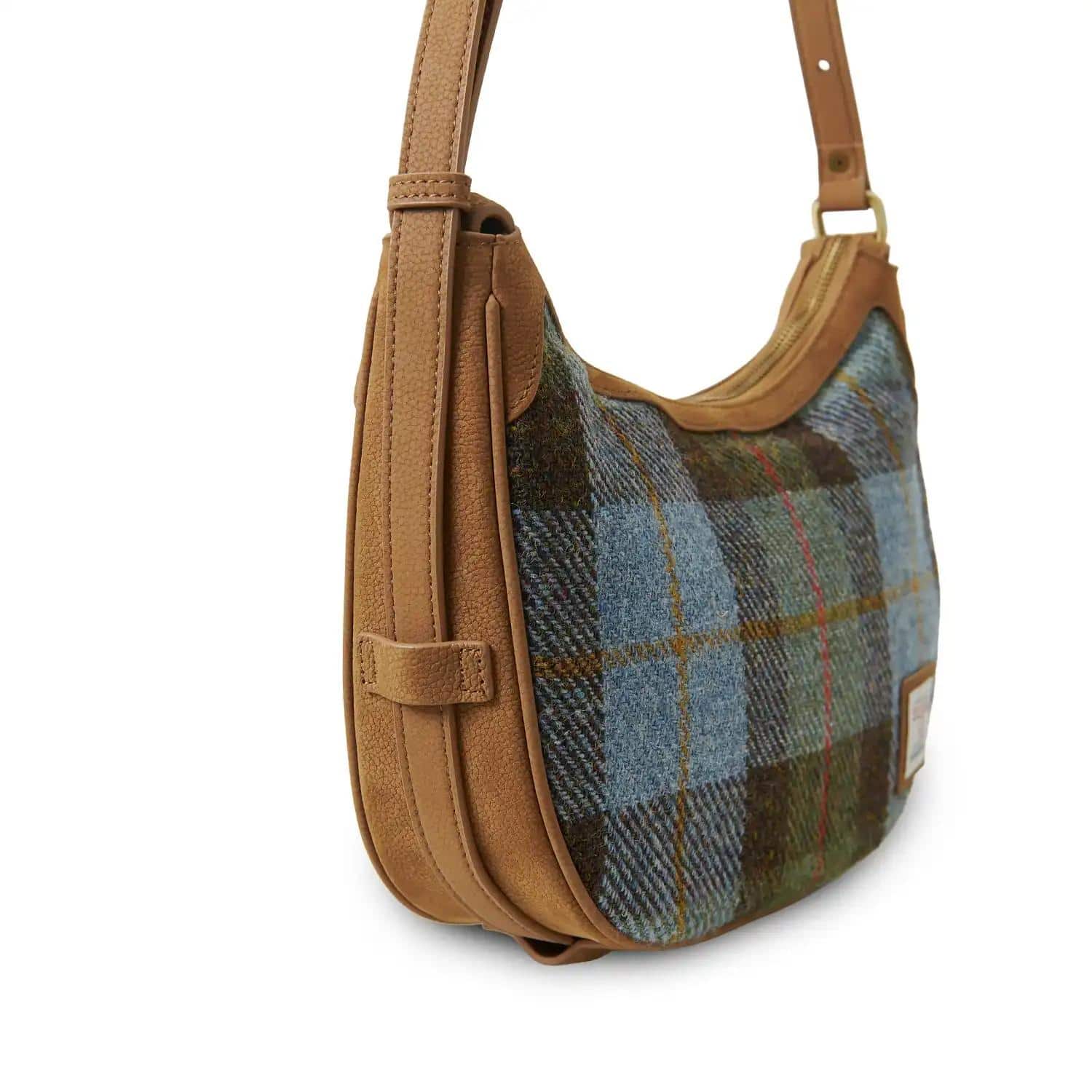 Harris Tweed Shoulder Bag, The Ellon, Islander, Chestnut Blue Tartan - Afbeelding 5