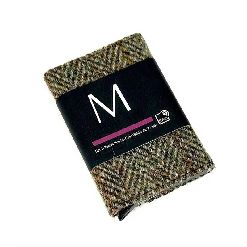 Harris Tweed Pop Up Card Holder In Country Green - Afbeelding 3