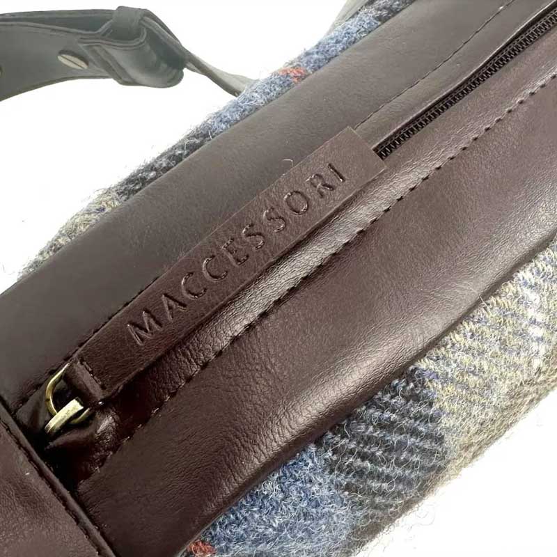 Harris Tweed Sling Bag In Blue/Brown Check - Afbeelding 3