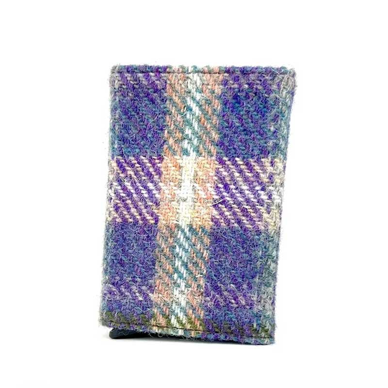 Harris Tweed Pop Up Card Holder In Green/Purple Plaid - Afbeelding 5