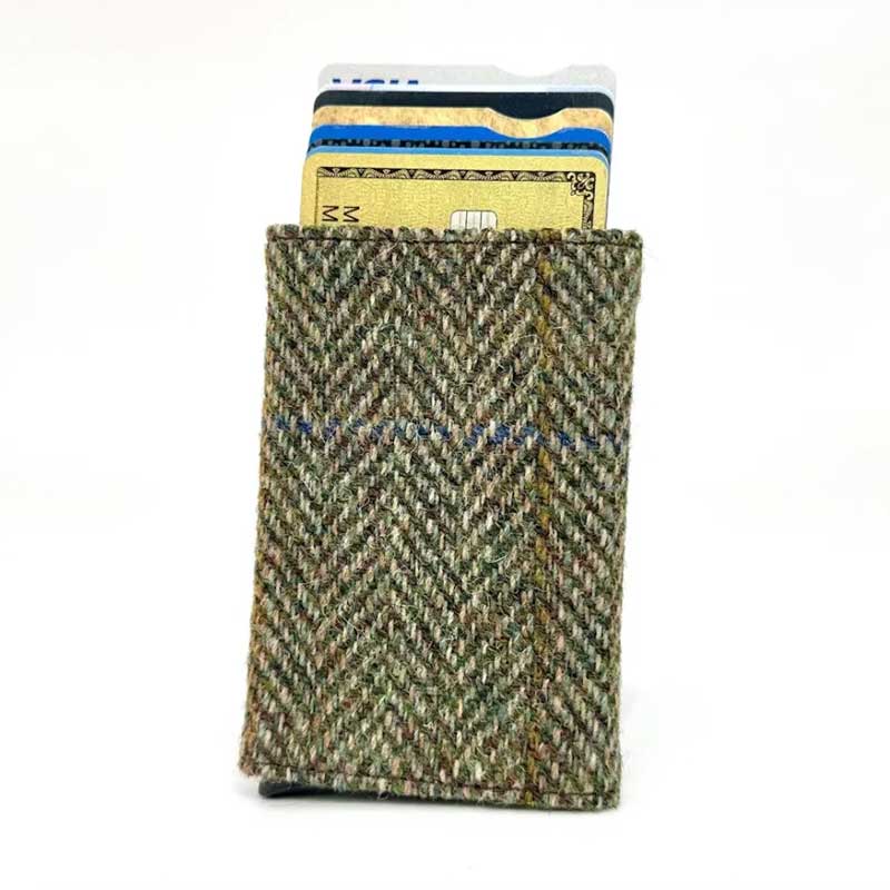 Harris Tweed Pop Up Card Holder In Country Green - Afbeelding 2