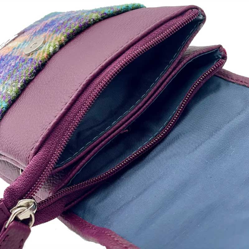 Harris Tweed Mini Crossbody Bag in Green/Purple Plaid - Afbeelding 4