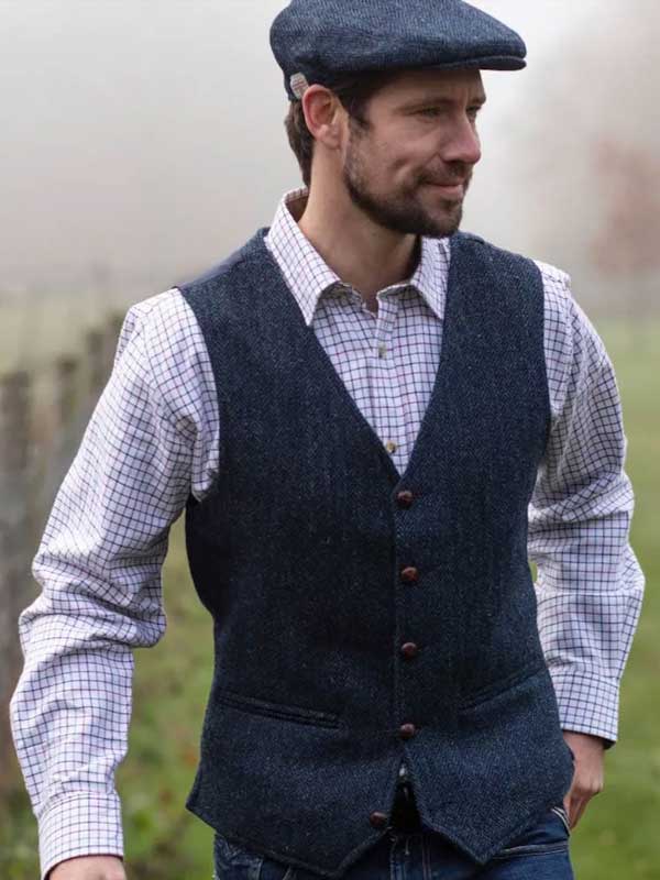 Harris Tweed Dalston Waistcoat Midnight Blue - Afbeelding 4