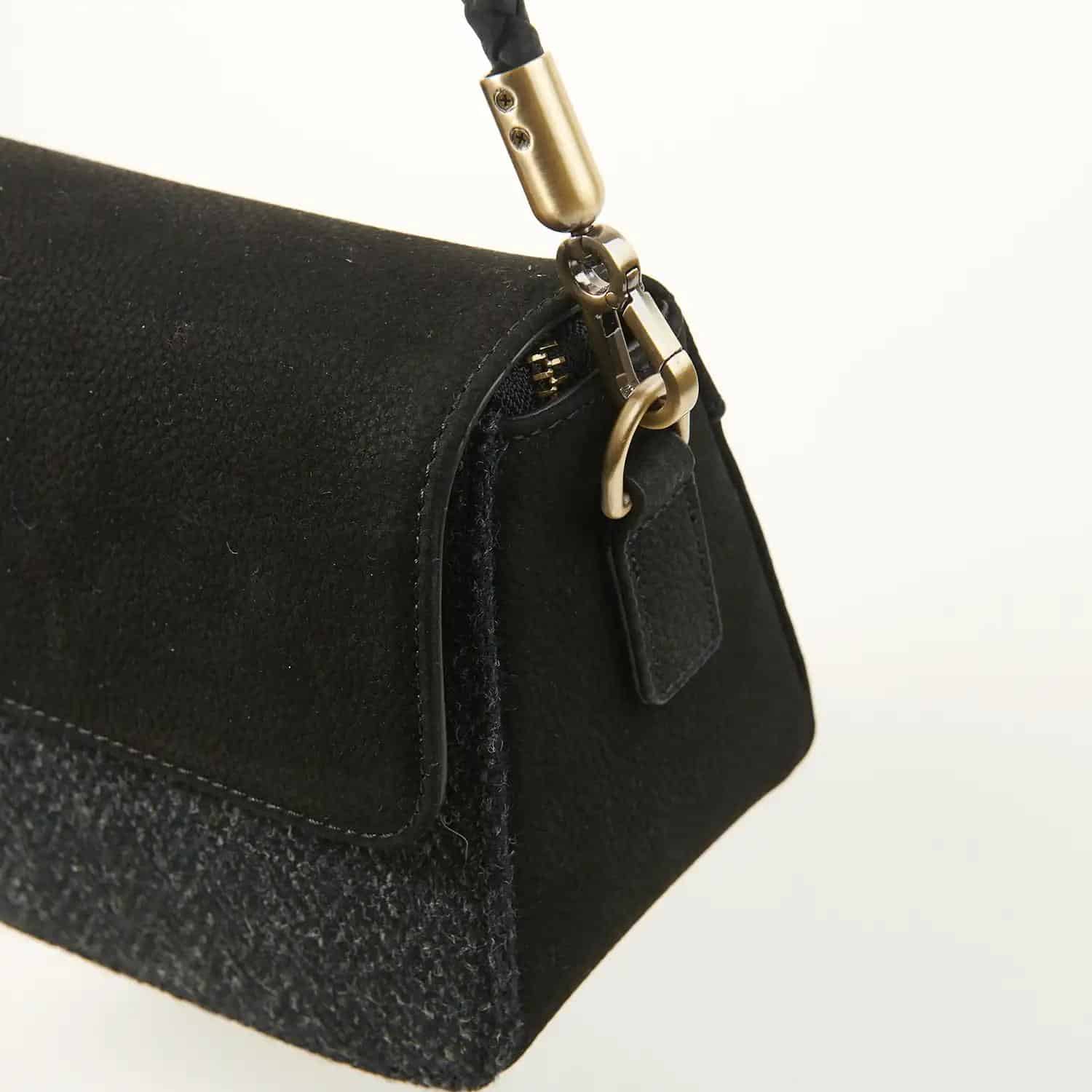 Harris Tweed Clutch, The Caithness, Islander, Black Herringbone - Afbeelding 5