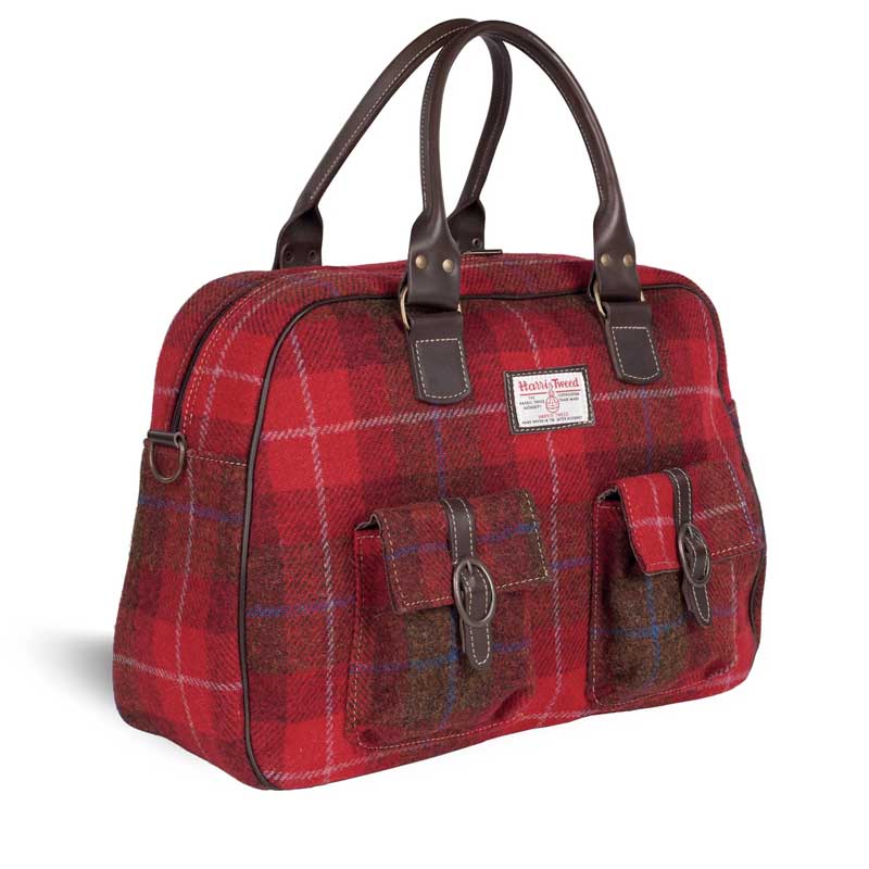 Harris Tweed Oxna Travel Bag - Red Check