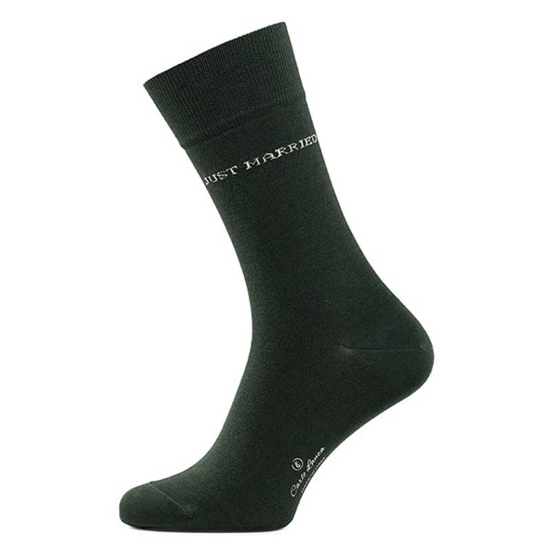 Heren Sokken Katoen Just Married Bottle Green - Afbeelding 2