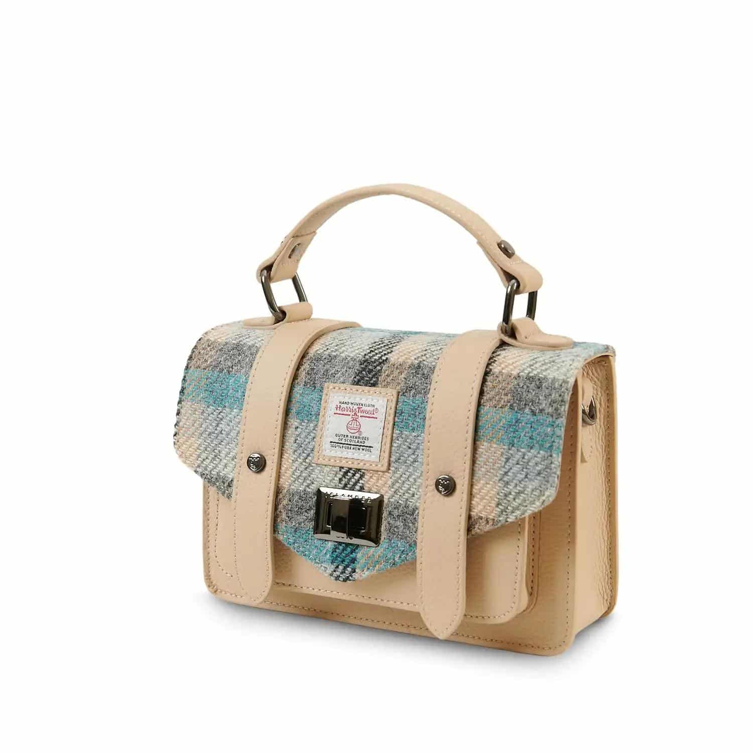 Harris Tweed Clutch, The Leather Mini Satchel, Islander, Islander Tartan