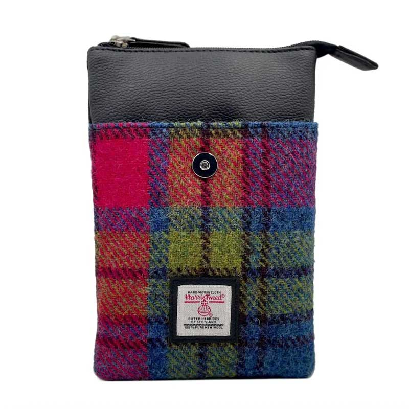 Harris Tweed Mini Crossbody Bag in Blue/Pink Check - Afbeelding 3