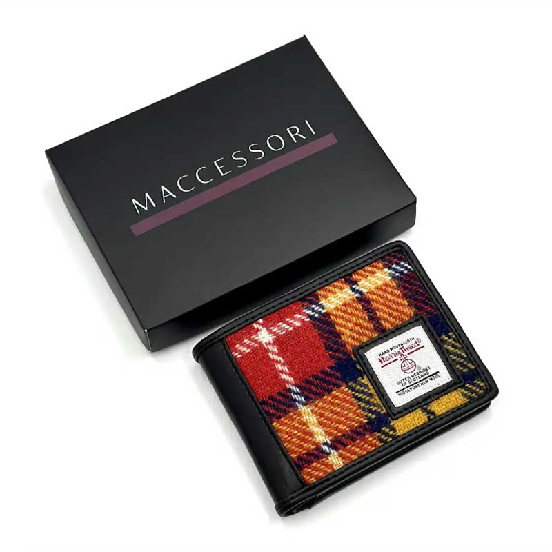 Harris Tweed Bifold Coin Wallet In Saffron - Afbeelding 4