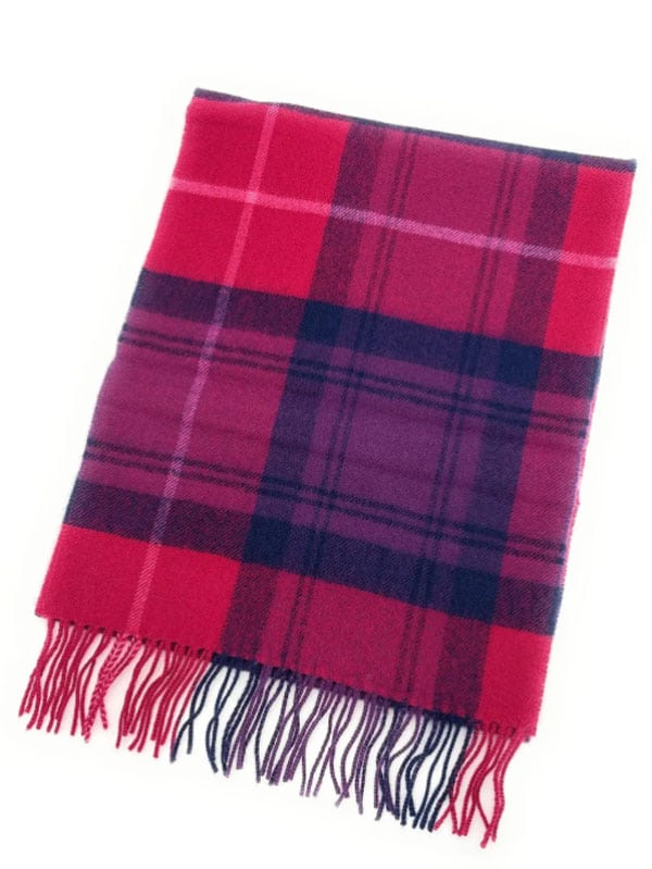 Darwin Cranston Fuchsia Check Tartan Oversized Lambswool Scarf - Afbeelding 2