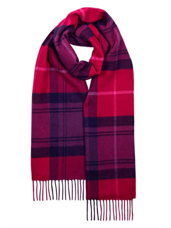 Darwin Cranston Fuchsia Check Tartan Oversized Lambswool Scarf
