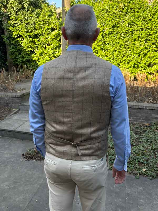 Zijden Vestje Wales Met Revers In Sand Multi Color Check - Afbeelding 2