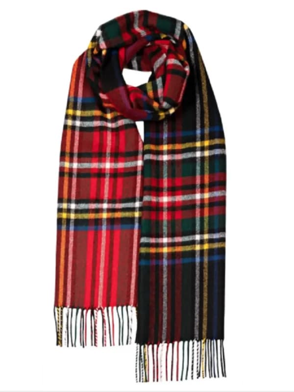 Darwin Black Royal Stewart Oversized Lambswool Scarf