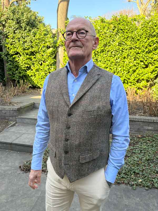 Harris Tweed Vestje Wales Met Revers In King of Tweed