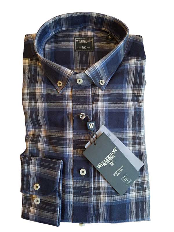 Overhemd Button Down “Steward” In Wood Check