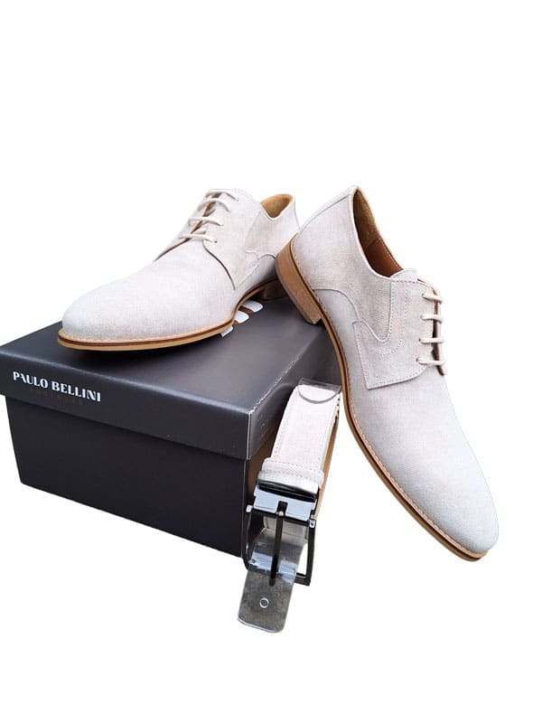 Paulo Bellini Lace up Shoe Faver Velour Jeans Beige - Afbeelding 4