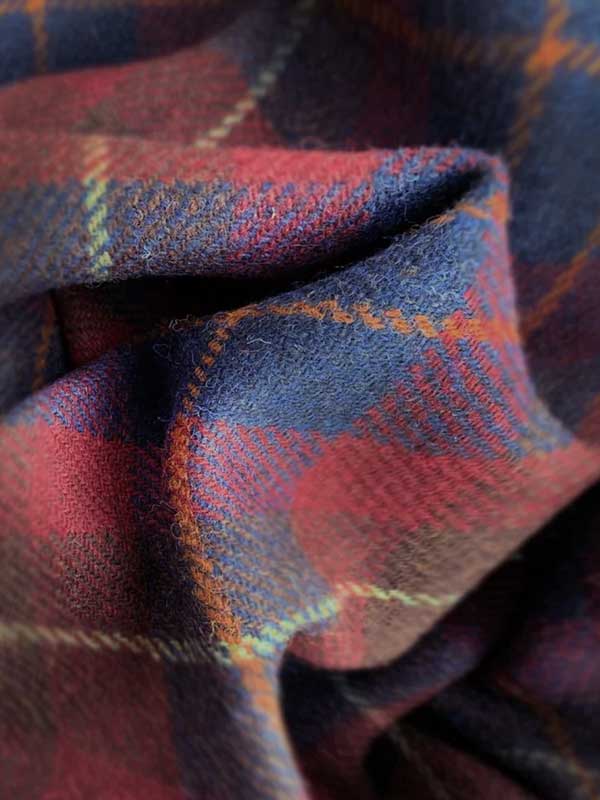 Harris Tweed Vestje "Wales" Met Revers In Berry Check - Afbeelding 6