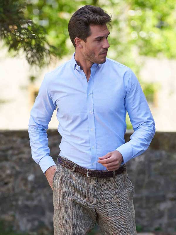 Overhemd Button Down “Steward” In Oxford Blue
