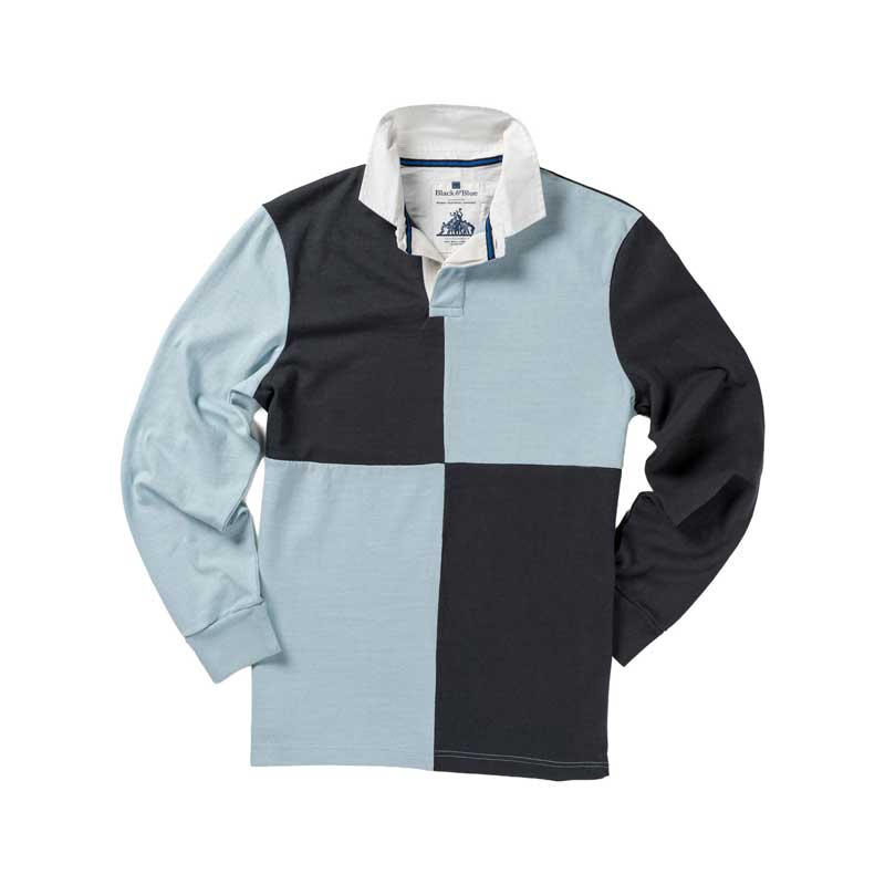 Heritage Rugby Shirt Quarter Asphalt Sky Blue