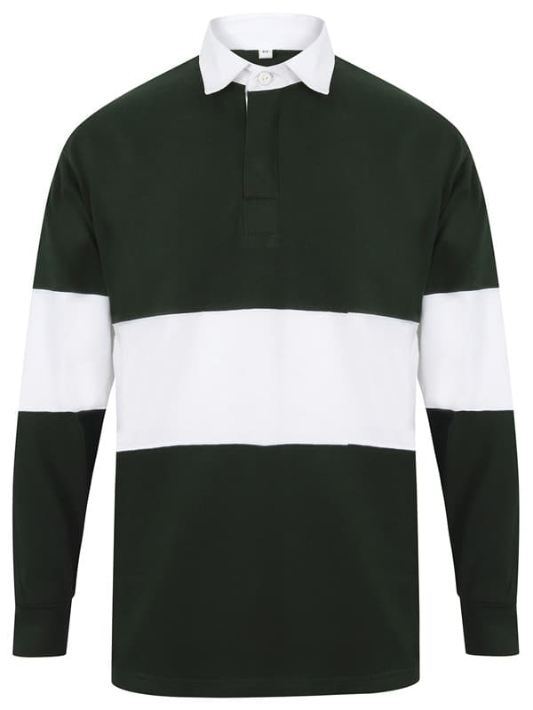 Rugby Shirt Panelled Dukes Forest Bottle Green White