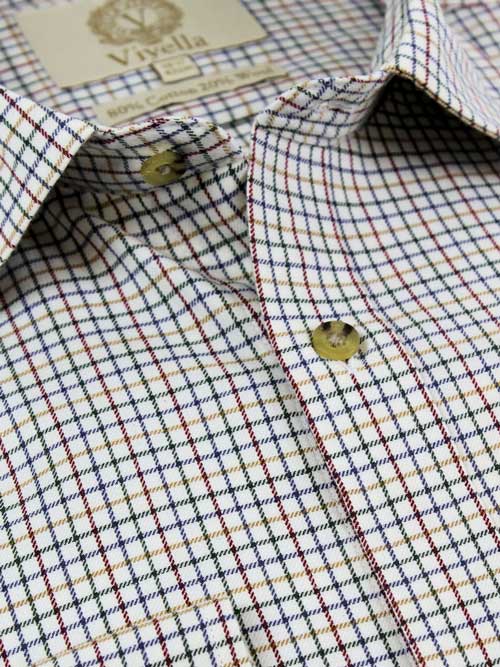 Viyella 80/20 Plum & Blue Mini Tattersall Check Classic Fit Shirt - Afbeelding 2