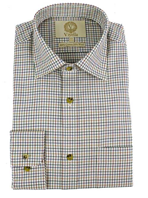 Viyella 80/20 Plum & Blue Mini Tattersall Check Classic Fit Shirt