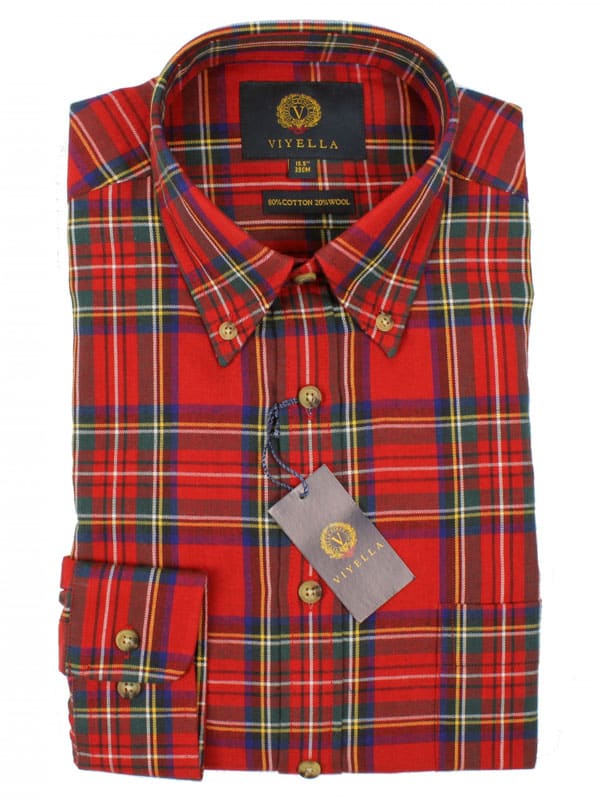 Viyella 80/20 Royal Stewart Tartan Classic Fit Shirt with Button Down Collar