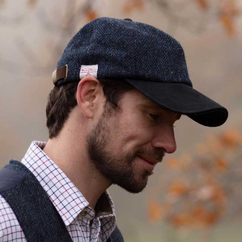 Harris Tweed Brungton Baseball Cap Midnight Blue