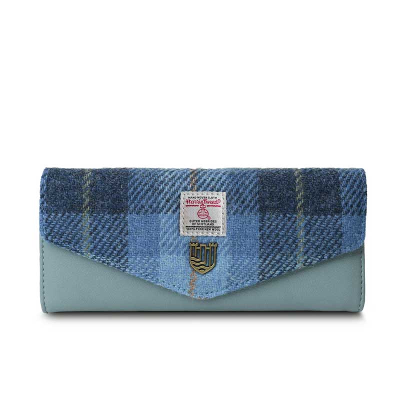 Harris Tweed Portemonnee, The Large Clasp, Blue Tartan - Afbeelding 3