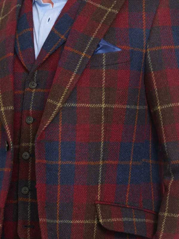 Harris Tweed Jacket "London" In Berry Check - Afbeelding 3