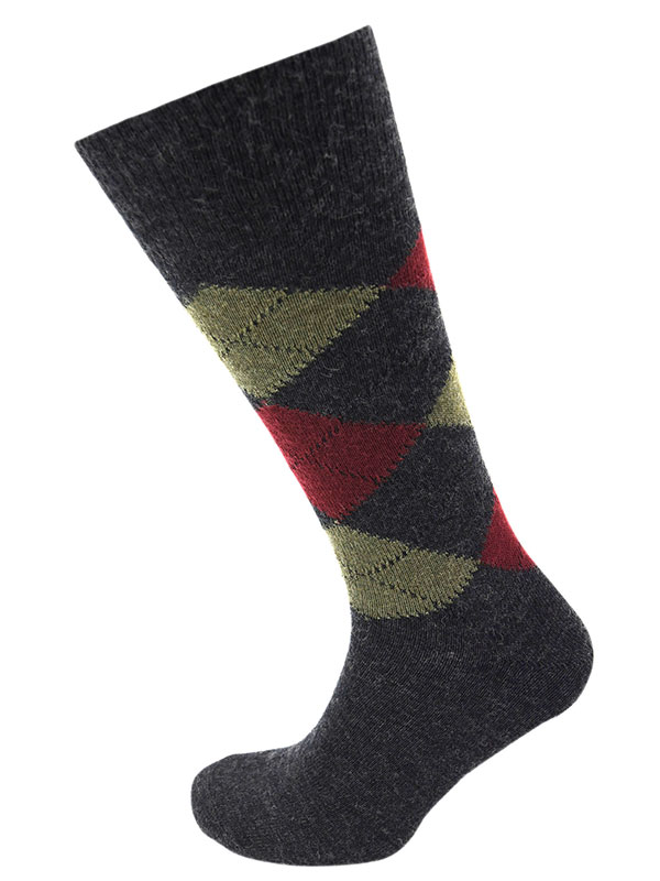 Viyella Argyle Socks Long One Size Charcoal
