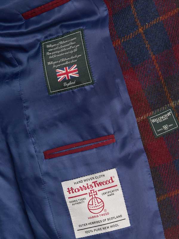 Harris Tweed Jacket "London" In Berry Check - Afbeelding 4