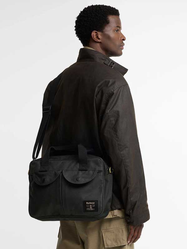 Barbour Field Wax Laptop Crossbody Bag Sage - Afbeelding 4