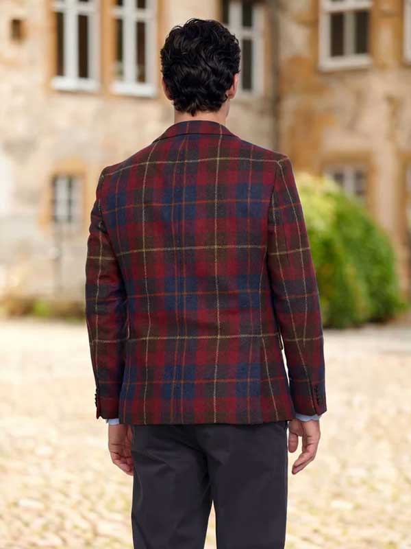 Harris Tweed Jacket "London" In Berry Check - Afbeelding 2