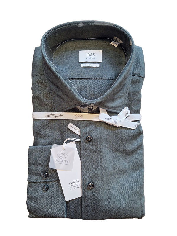 Eterna Overhemd, Modern Fit, Wol/Katoen, Green