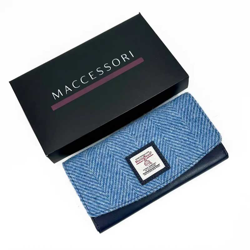Harris Tweed Ladies Envelope Purse In Sky Blue - Afbeelding 2