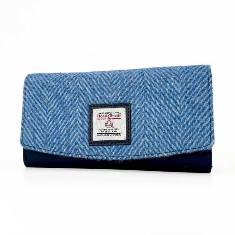 Harris Tweed Ladies Envelope Purse In Sky Blue