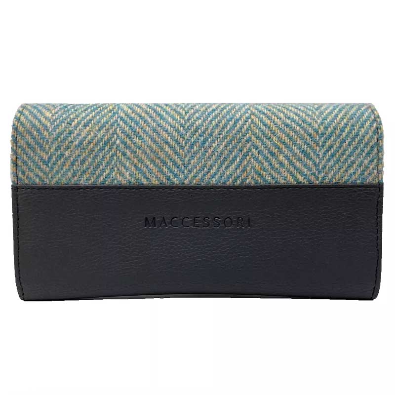Harris Tweed Ladies Envelope Purse In Turquoise Herringbone - Afbeelding 3