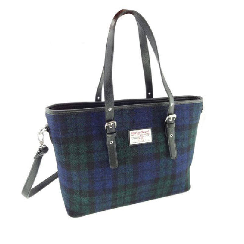 Harris Tweed 'Spey' Tote Bag' In Black Watch
