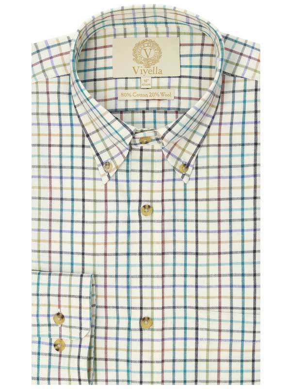 Viyella 80/20 Reverend Green Tattersall Classic Fit Shirt with Button Down Collar