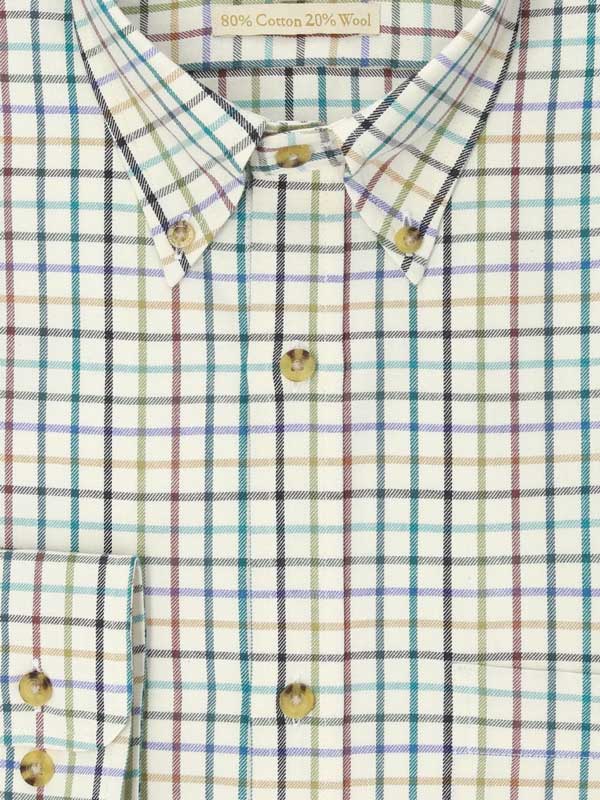 Viyella 80/20 Reverend Green Tattersall Classic Fit Shirt with Button Down Collar - Afbeelding 2