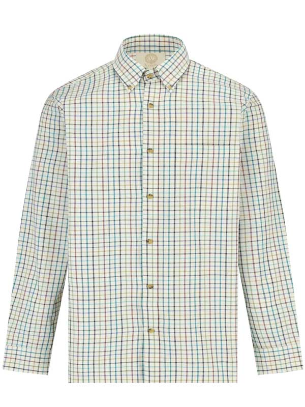 Viyella 80/20 Reverend Green Tattersall Classic Fit Shirt with Button Down Collar - Afbeelding 3